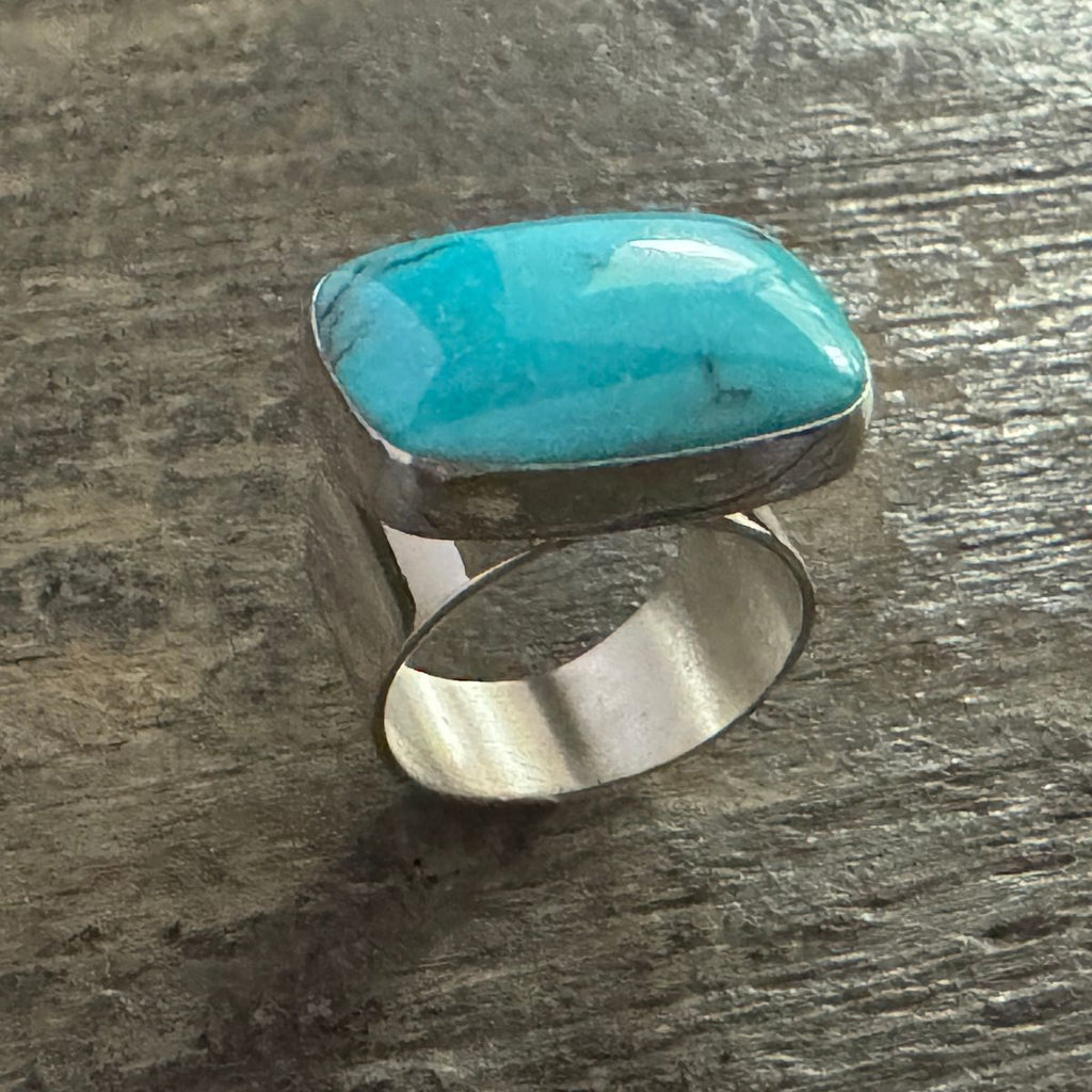 Cloudy Mountain Turquoise East West Ring - Size 7