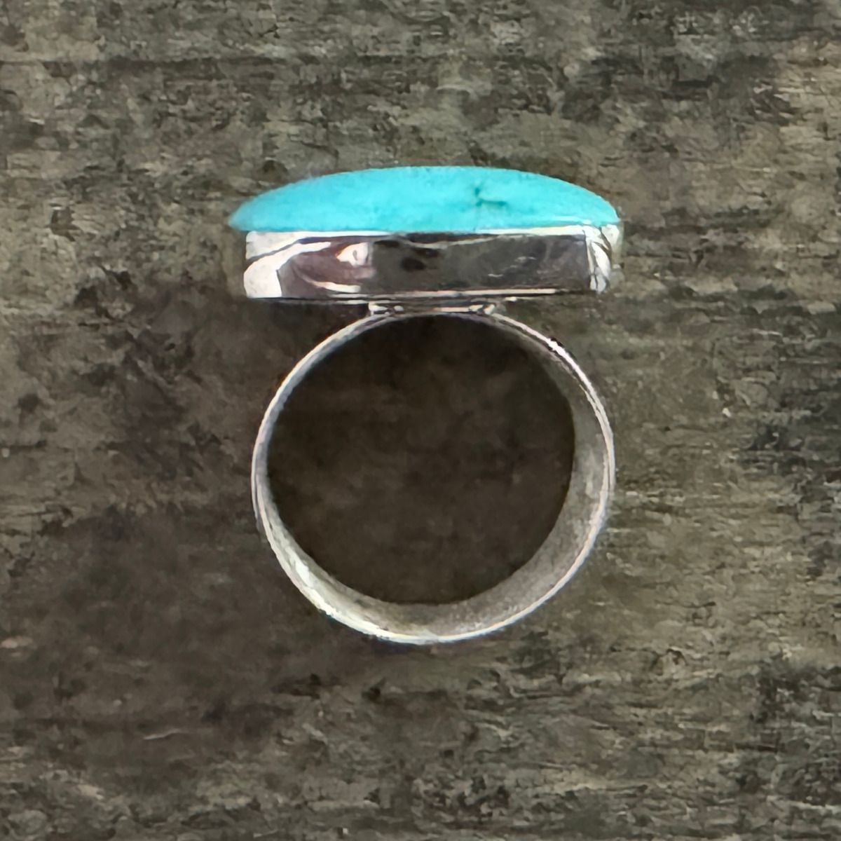 Cloudy Mountain Turquoise East West Ring - Size 7