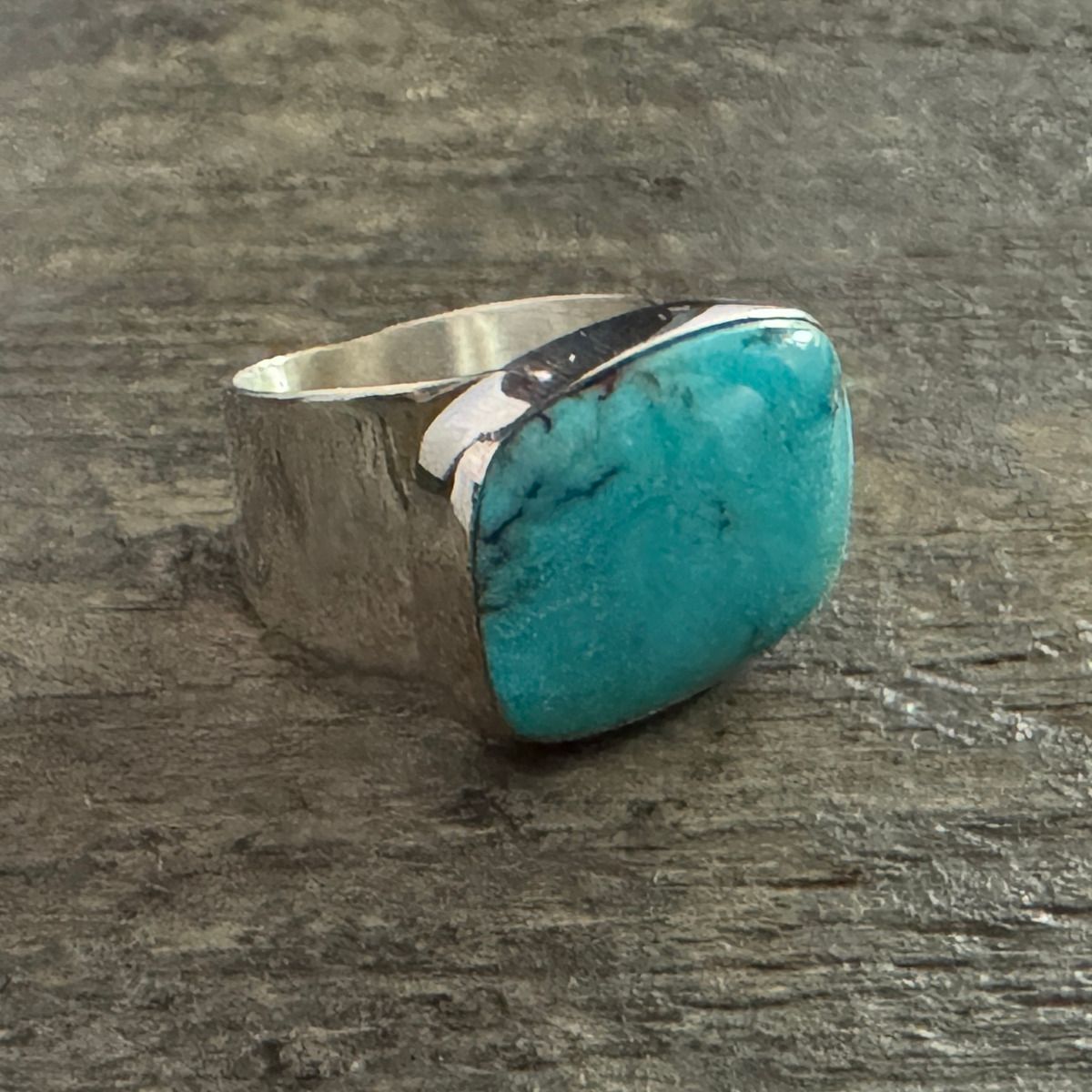 Cloudy Mountain Turquoise East West Ring - Size 7