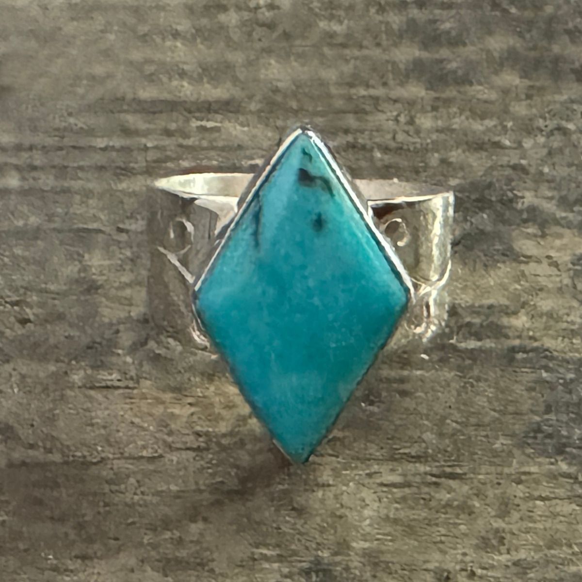 Cloudy Mountain Turquoise "Diamond" Ring - Size 7