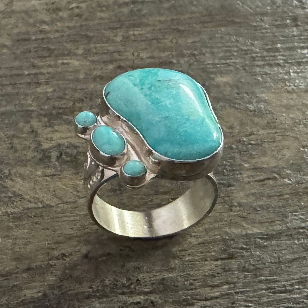 Cloudy Mountain Turquoise Ring - Size 7