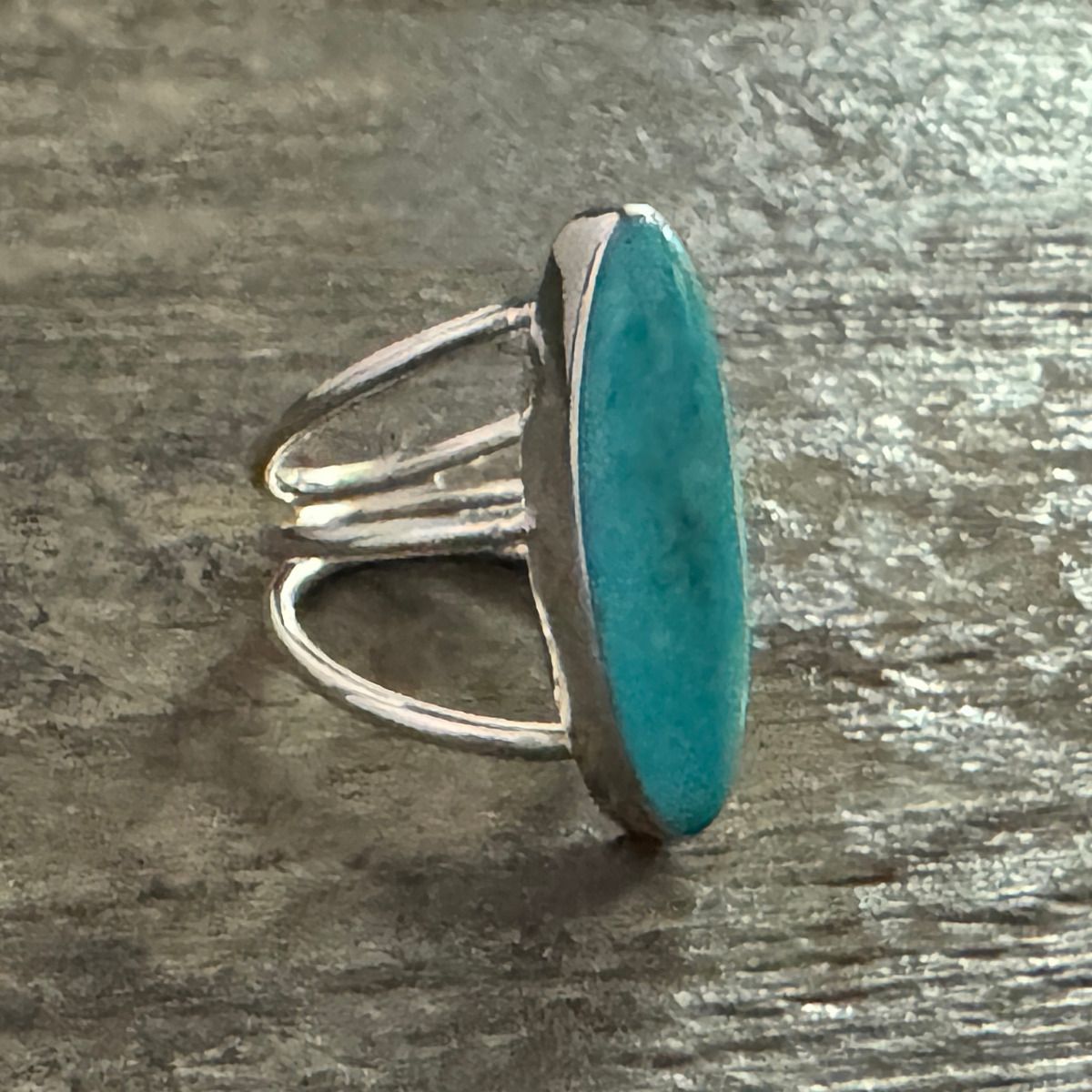 Cloudy Mountain Long Oval Turquoise - Size 7
