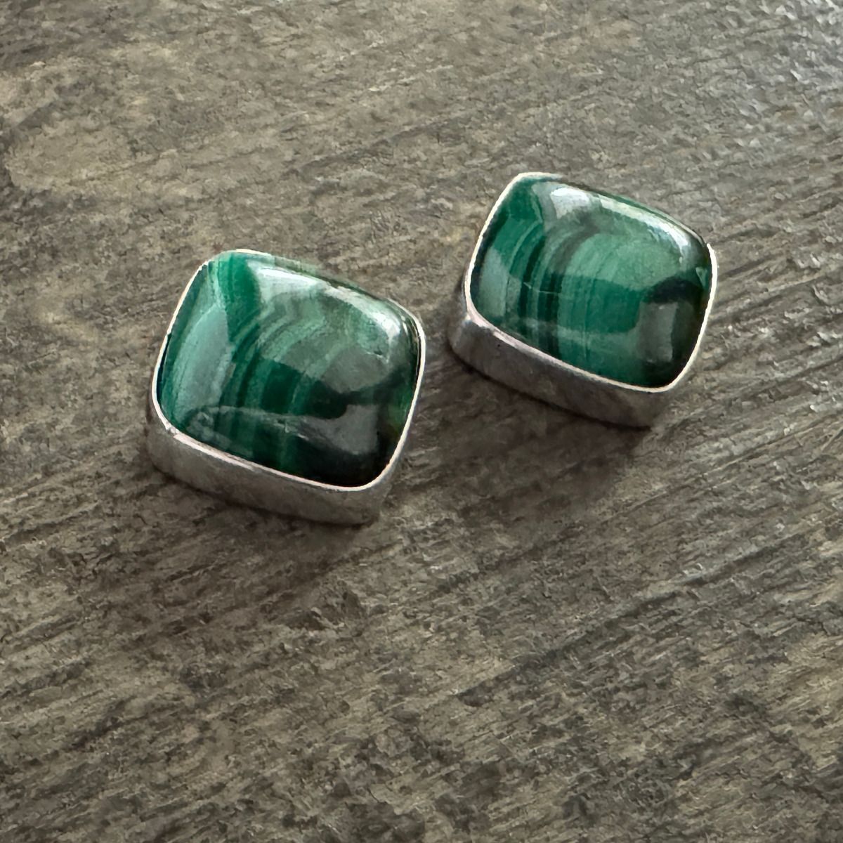 Malachite Square "Diamond" Earrings