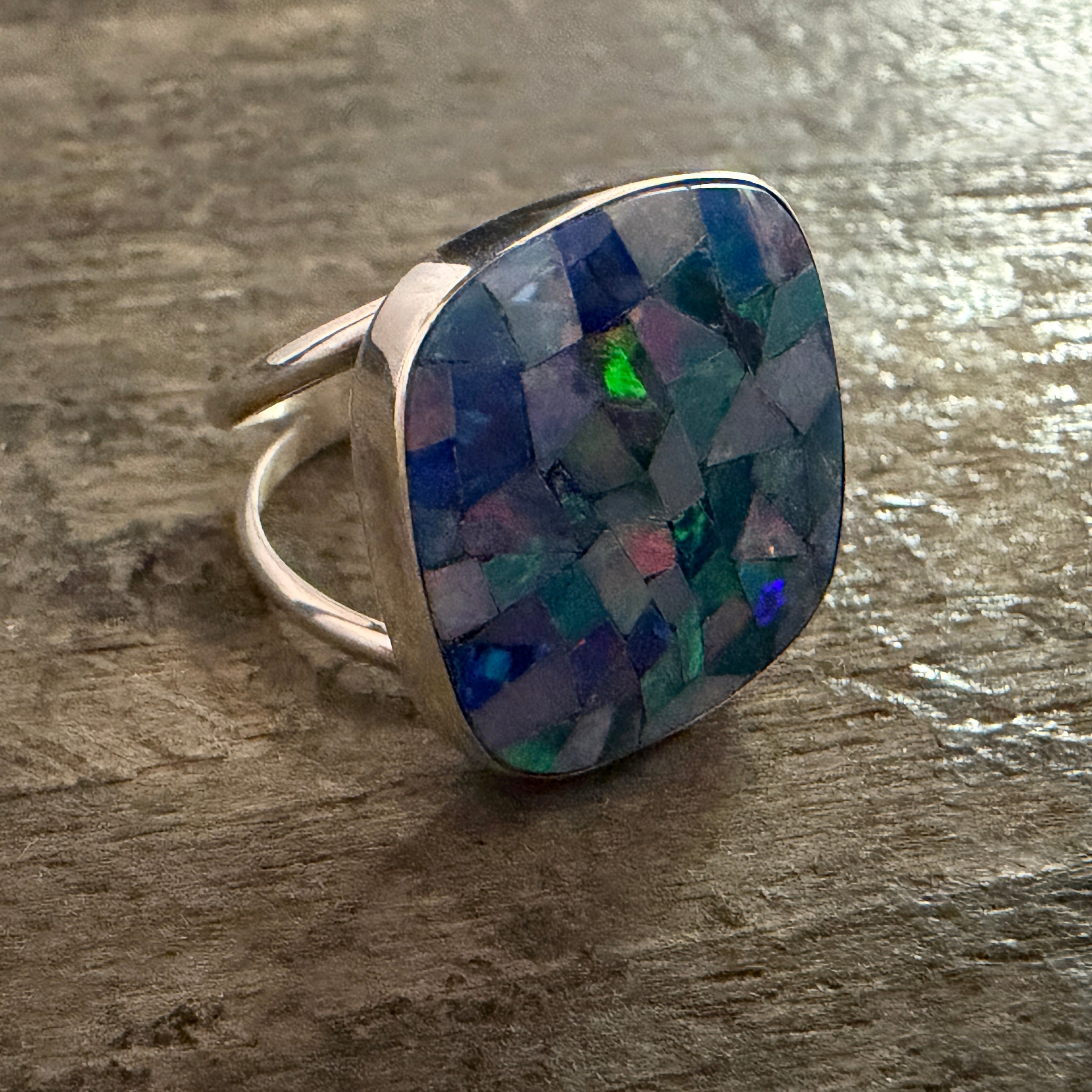 Micro Opal Squared Ring - Size 6