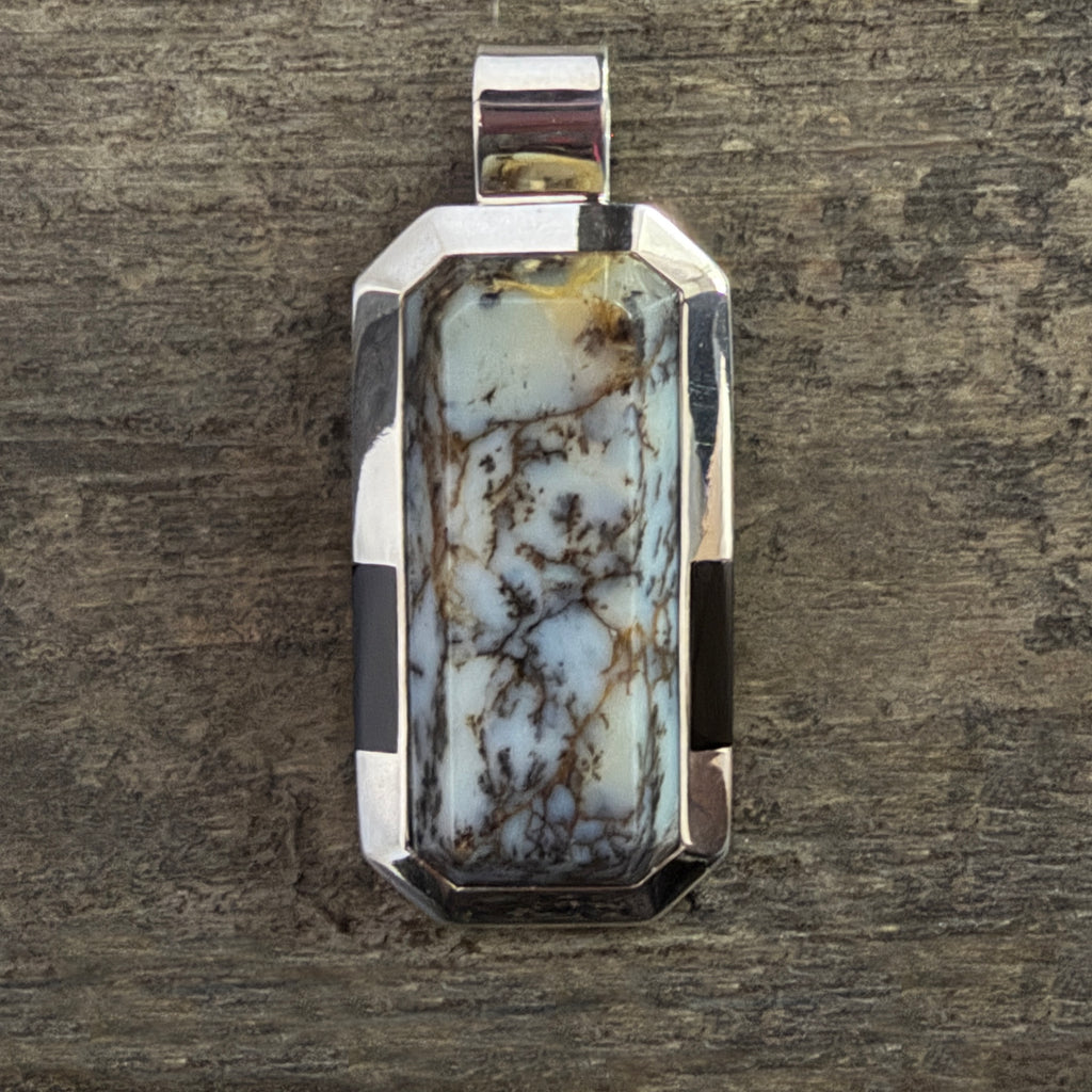 Dendritic Opal & Midnight Chalcedony Pendant