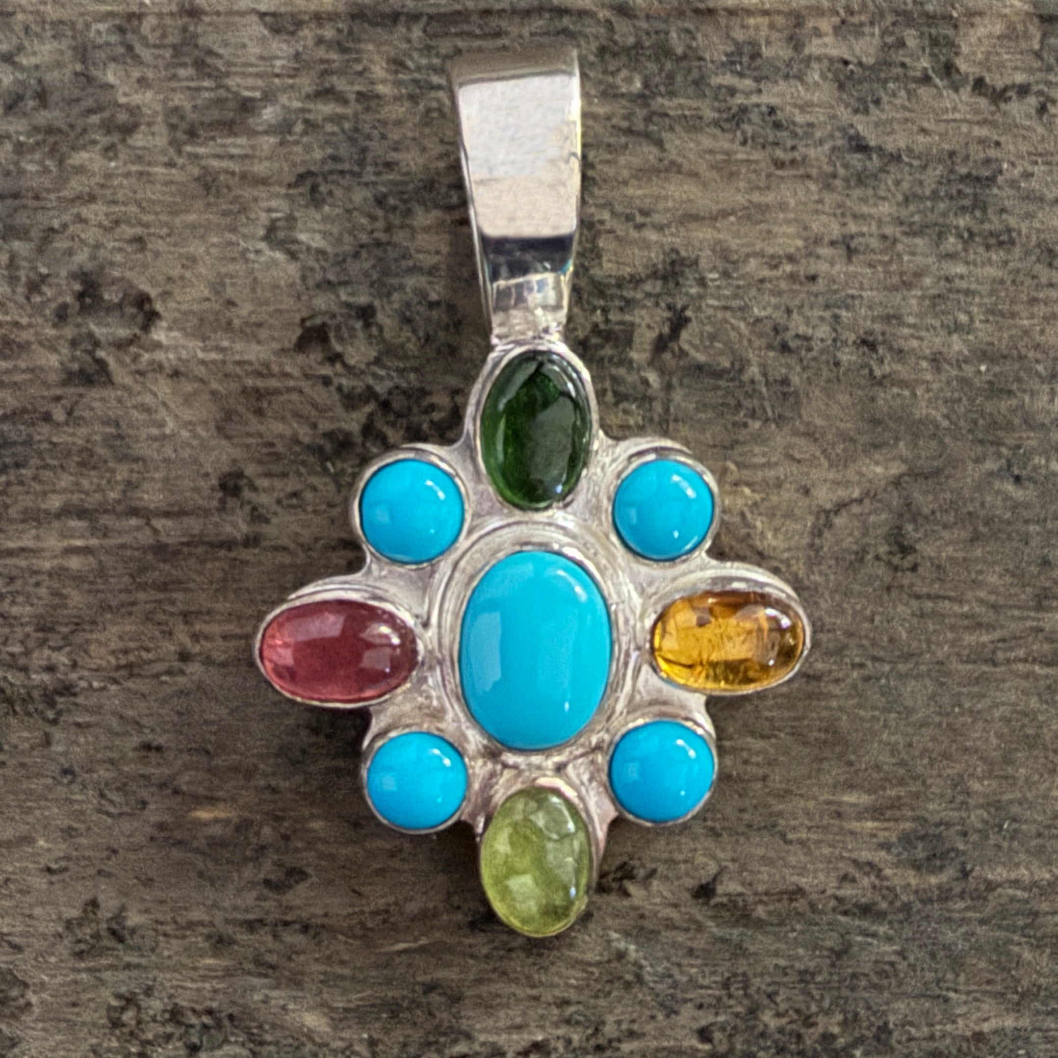 Sleeping Beauty Turquoise & Tourmaline Pendant