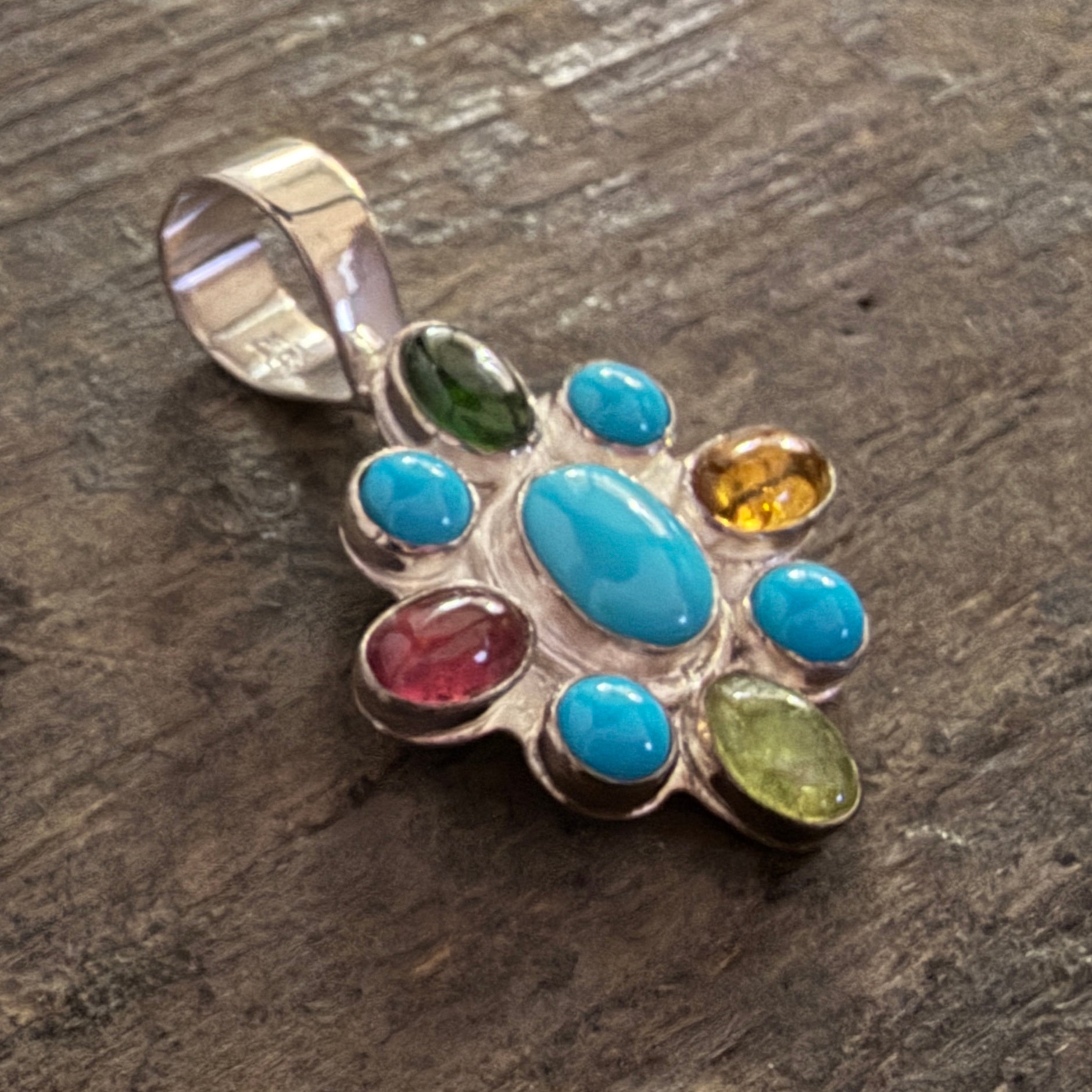 Sleeping Beauty Turquoise & Tourmaline Pendant