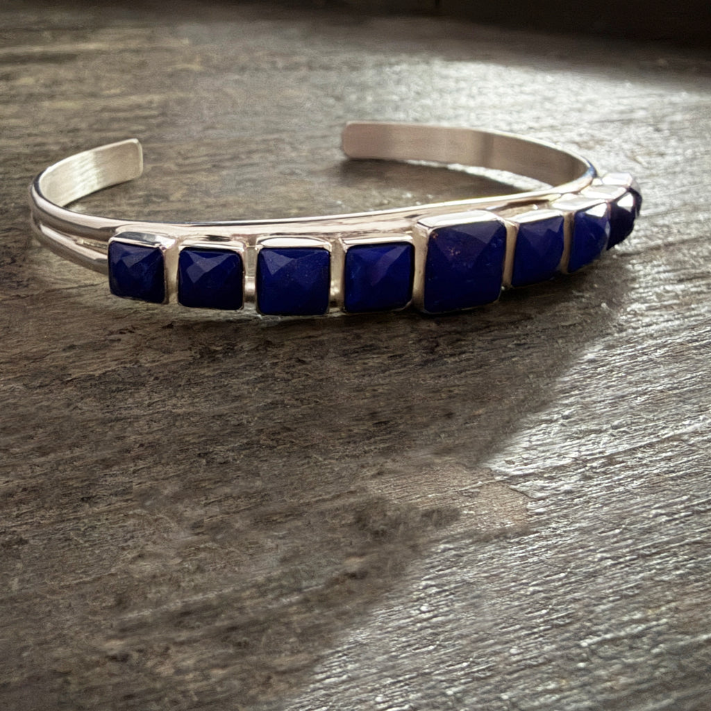 Faceted Lapis Cuff