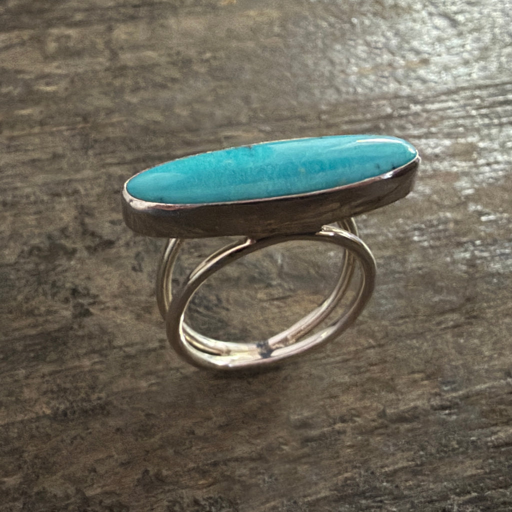 Cloudy Mountain Turquoise Ring - Size 7