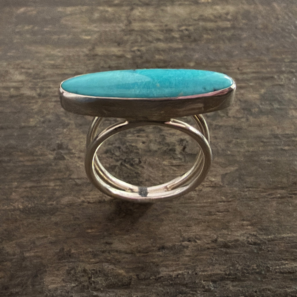 Cloudy Mountain Turquoise Ring - Size 7