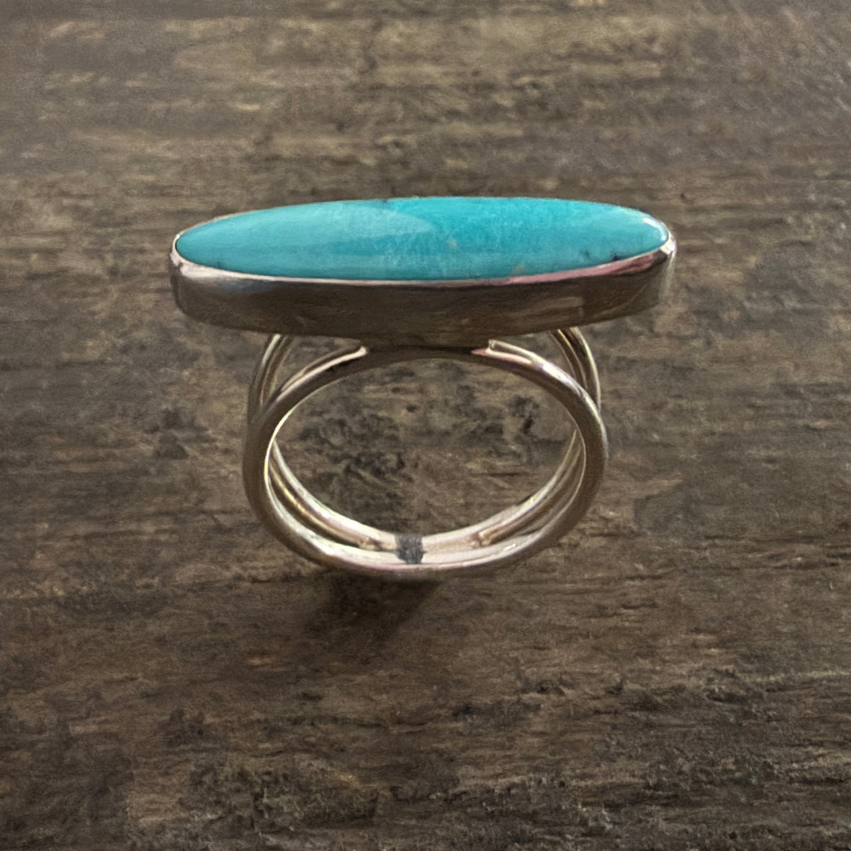 Cloudy Mountain Turquoise Ring - Size 7
