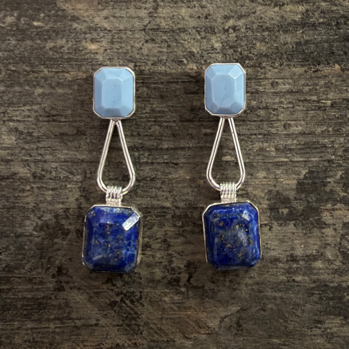 Lapis and Blue Opal Post Earrings