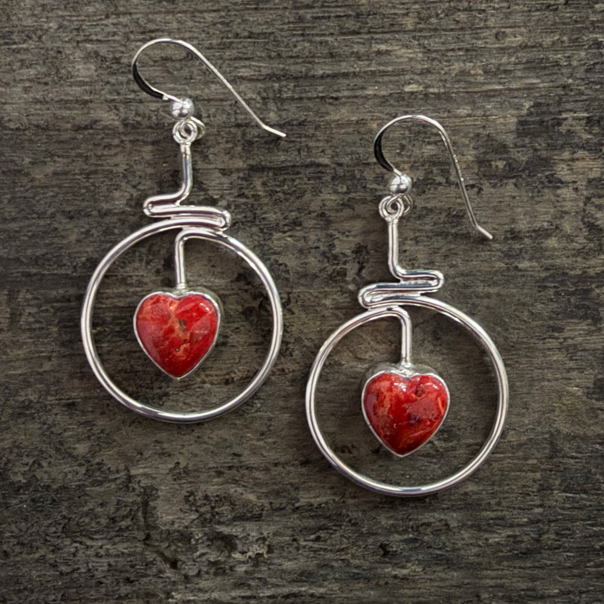 Coral Heart Earrings