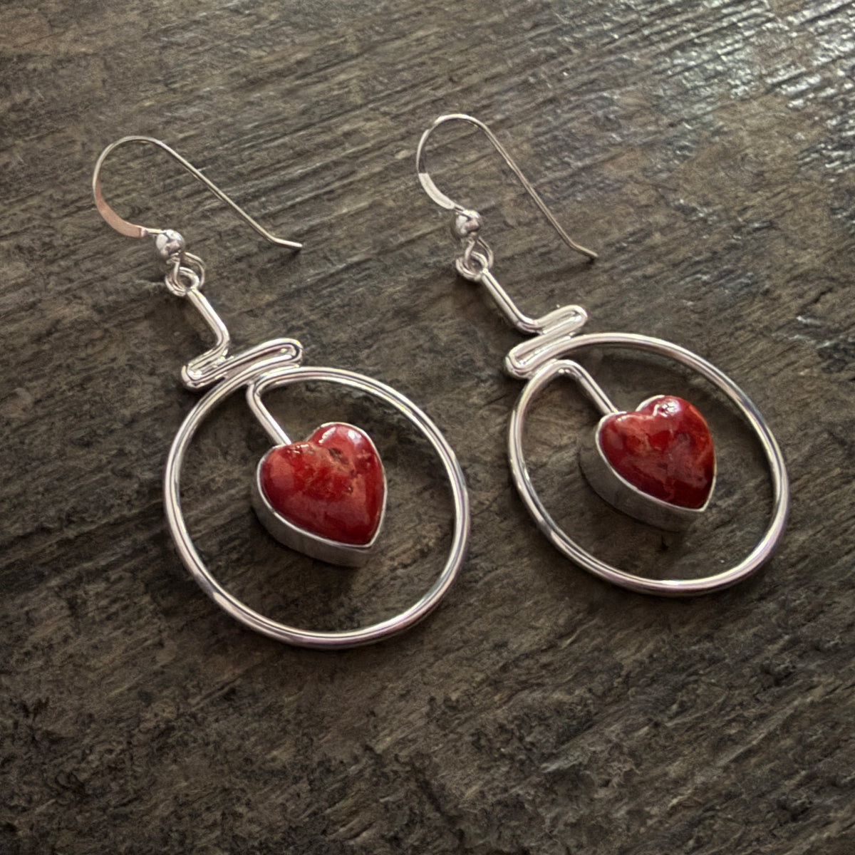 Coral Heart Earrings