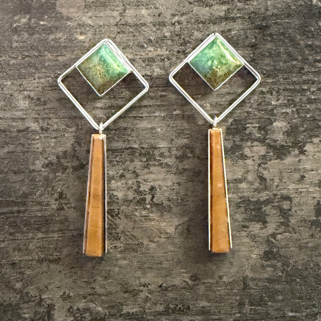 Tigers Eye and Alicia Turquoise Earrings