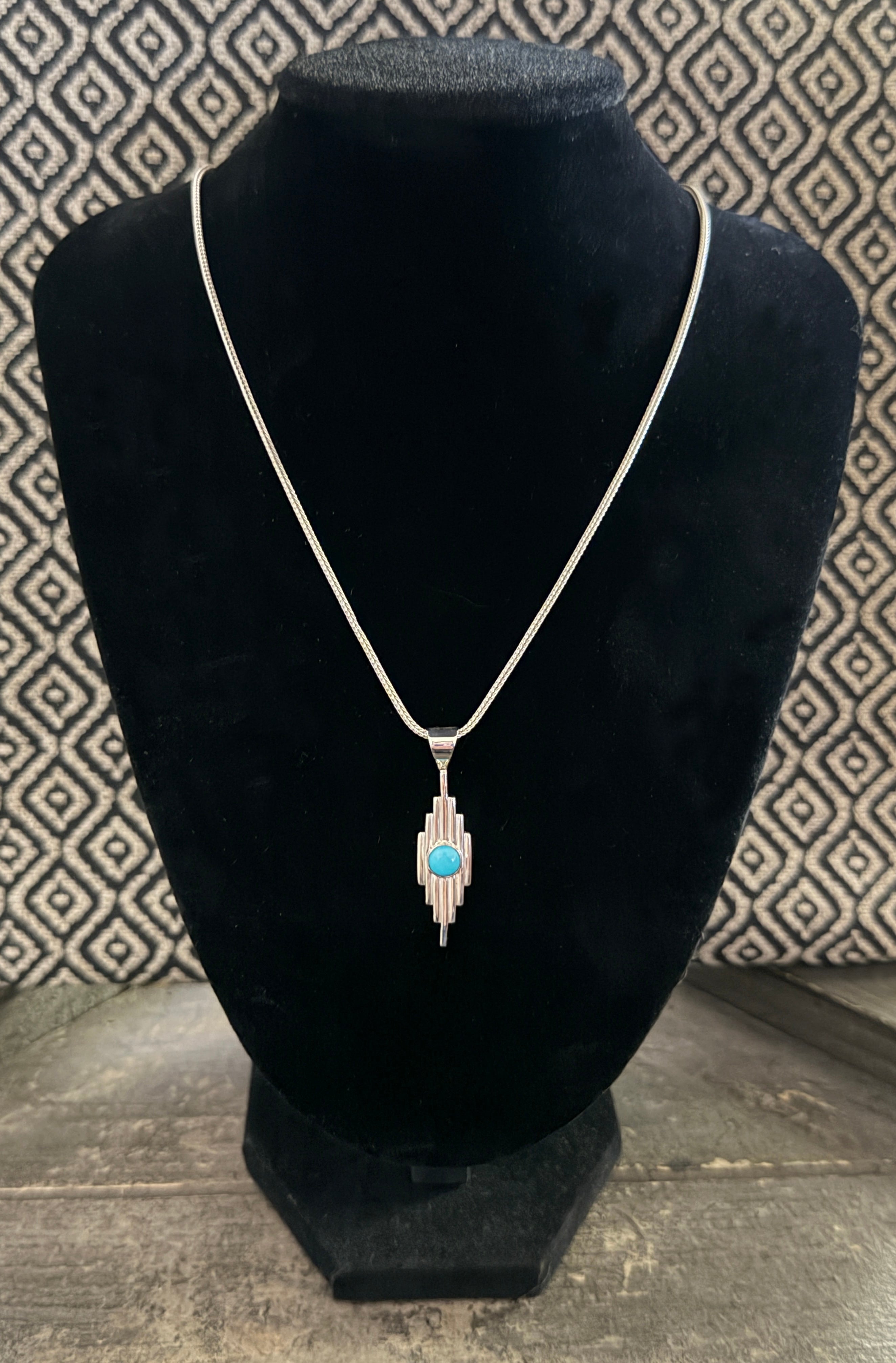 Sleeping Beauty Turquoise Pendant and Chain