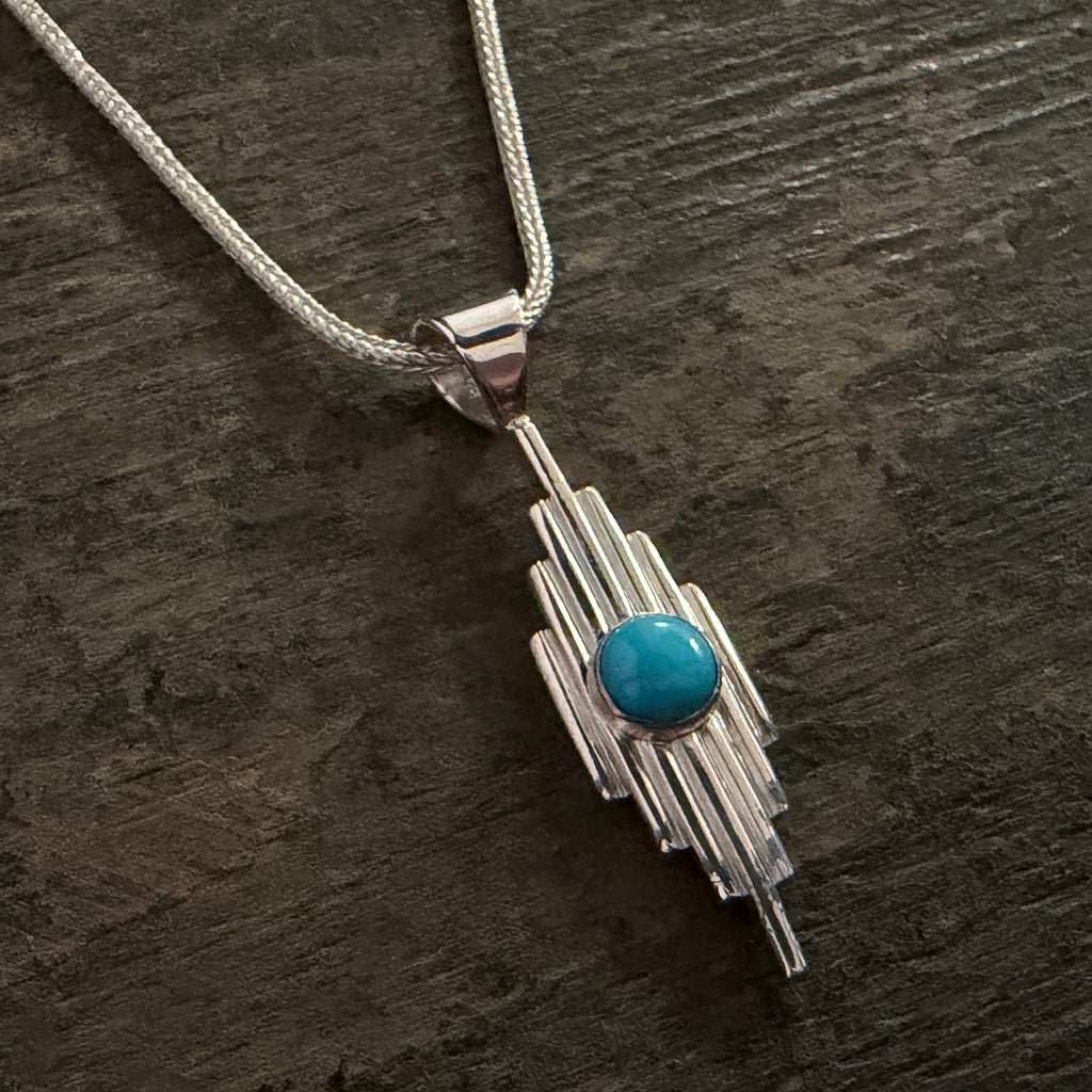 Sleeping Beauty Turquoise Pendant and Chain