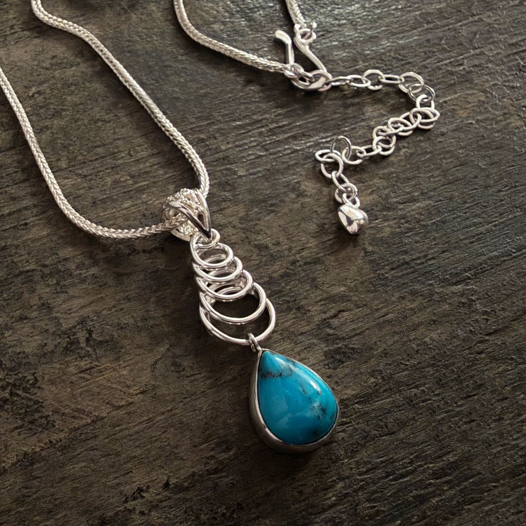 Kingman Turquoise Pendant and Chain Necklace