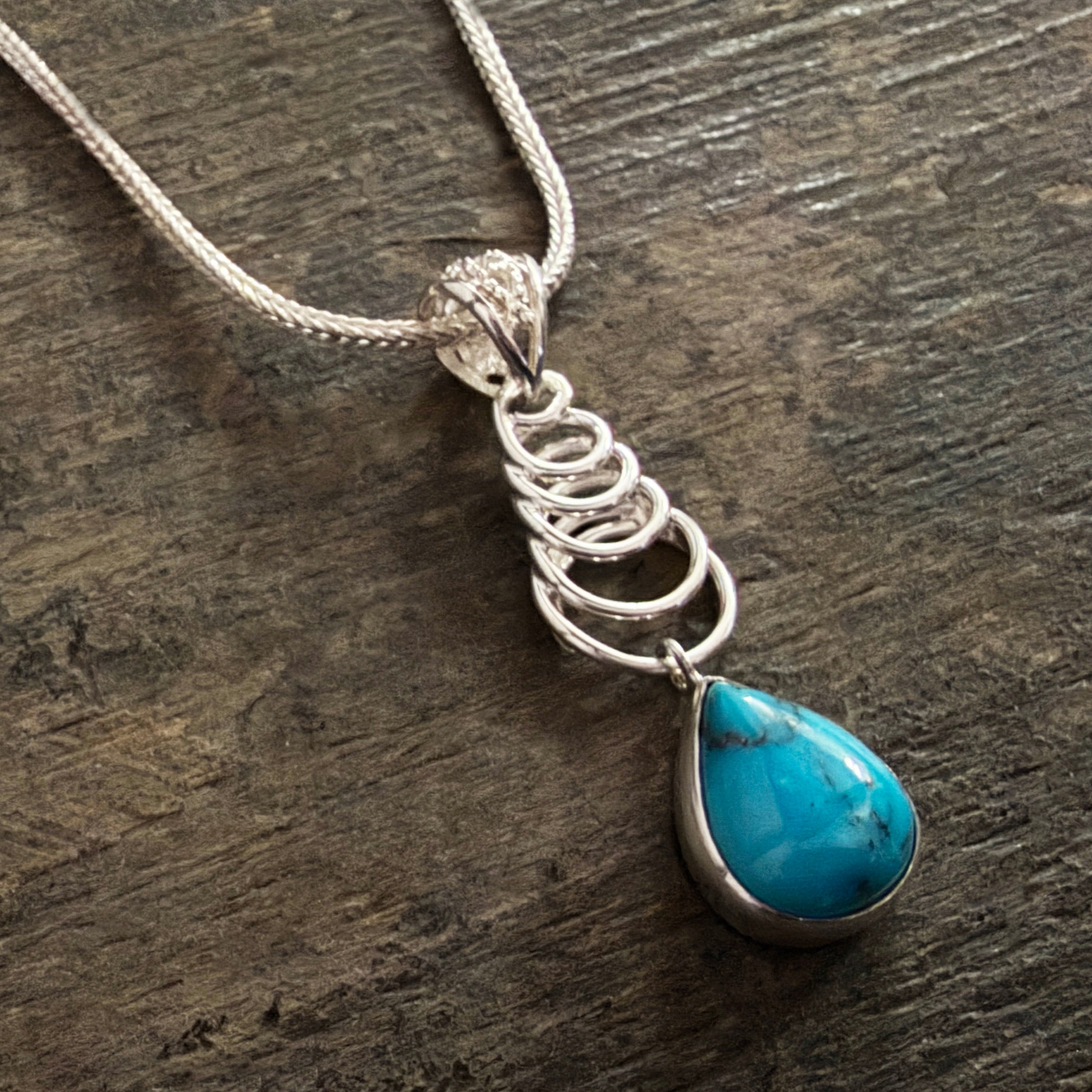 Kingman Turquoise Pendant and Chain Necklace