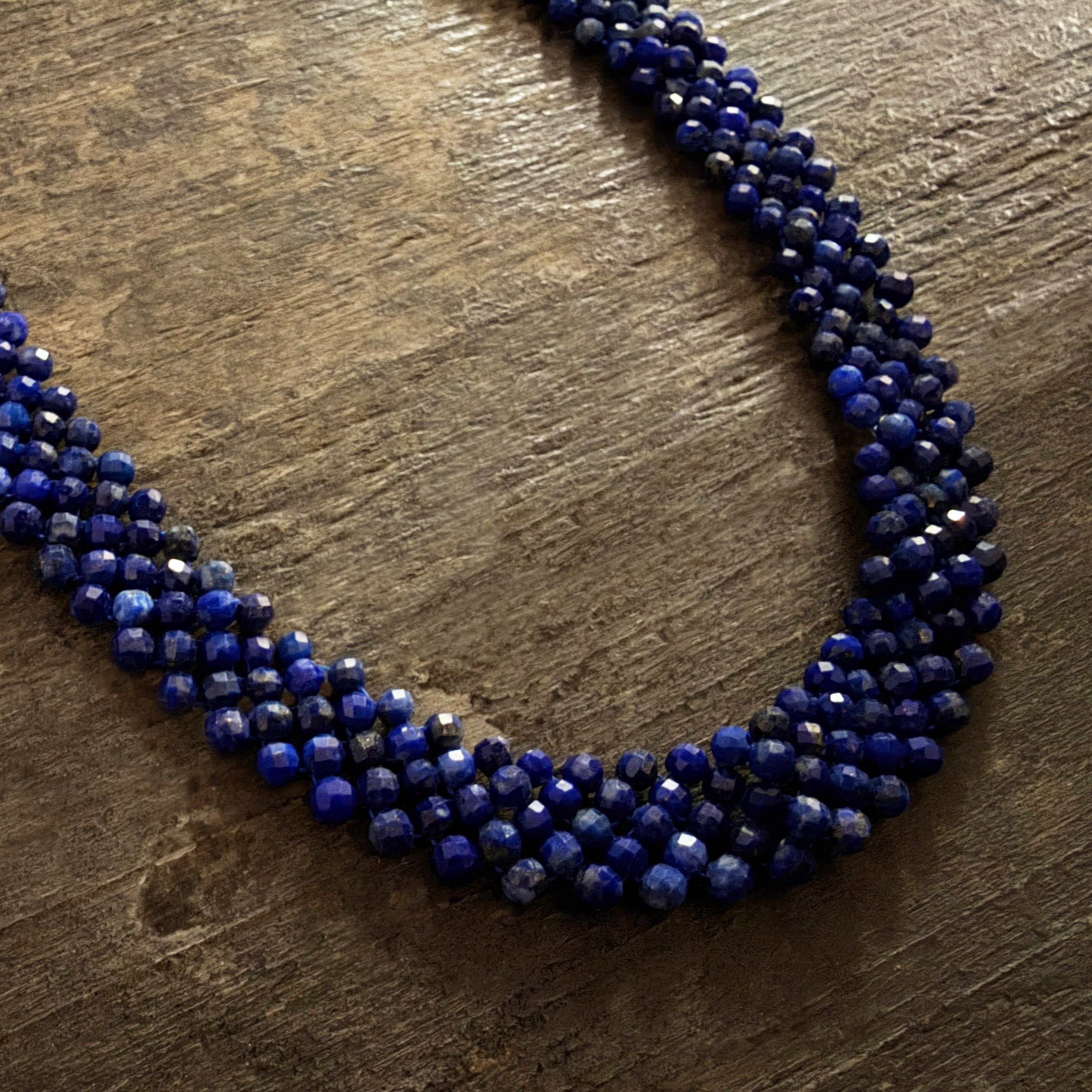 Faceted Lapis Woven Necklace