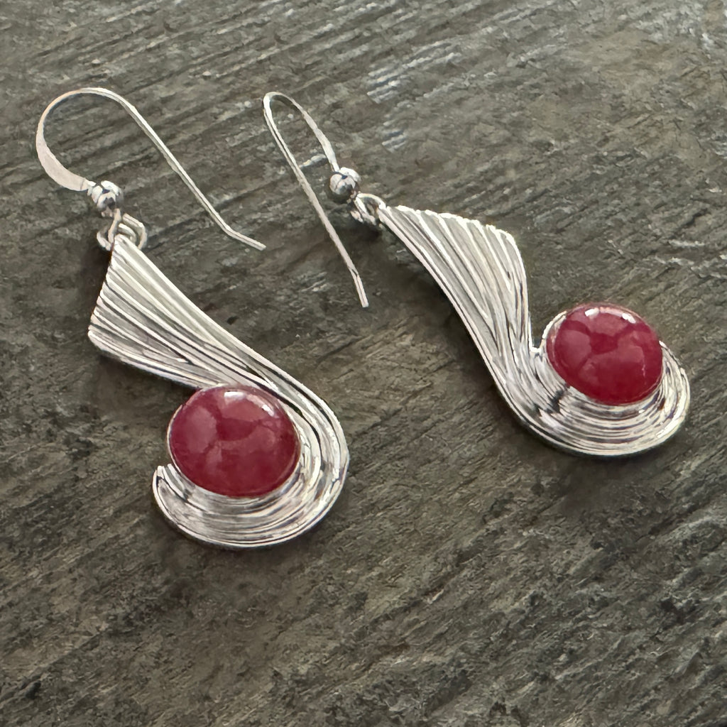 Winged Rhodonite Earrings