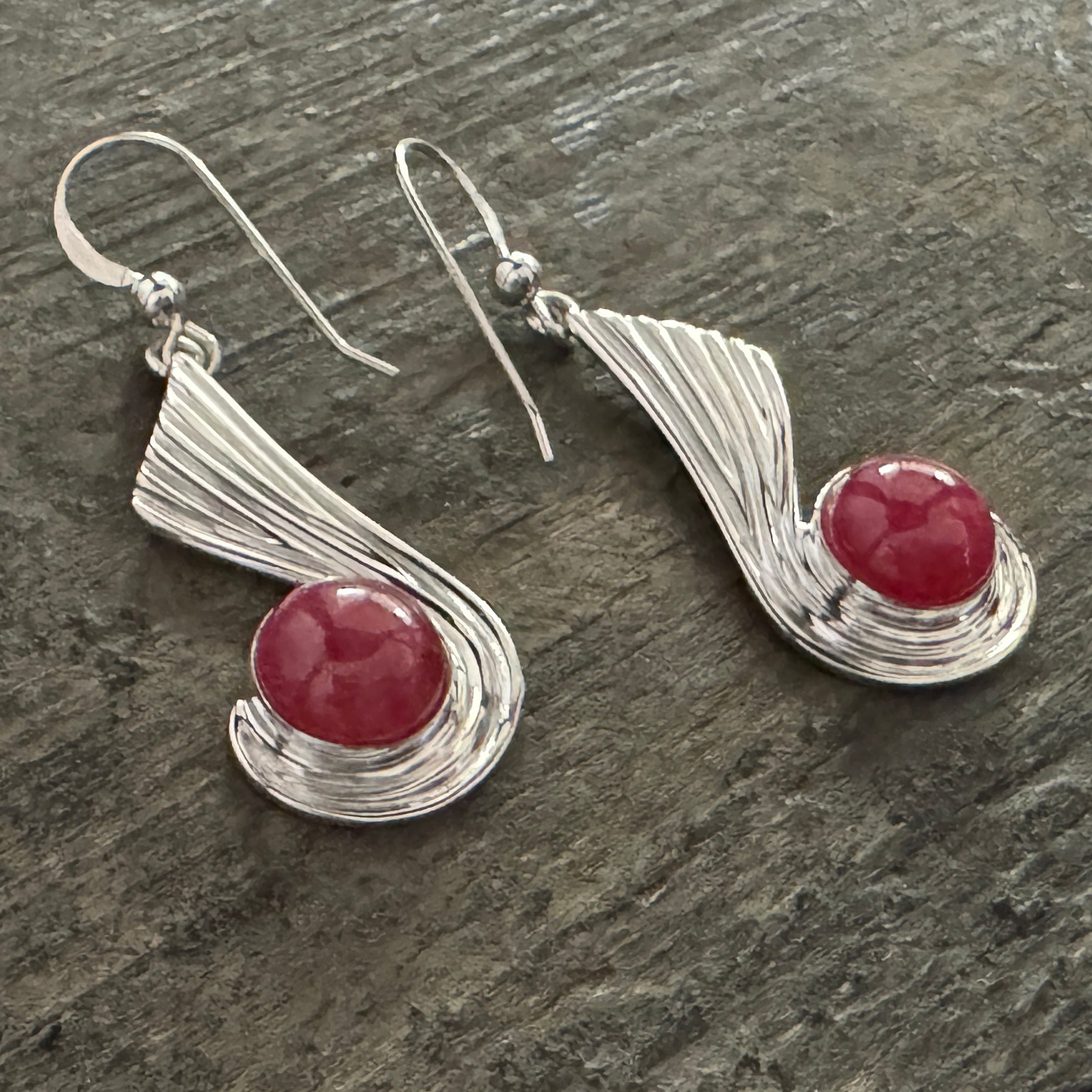 Winged Rhodonite Earrings